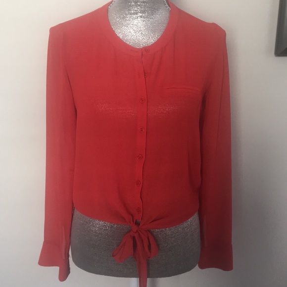 2 Fab’rik Tops with Waist Tie. Blue/Brnt Orange - Picture 3 of 4